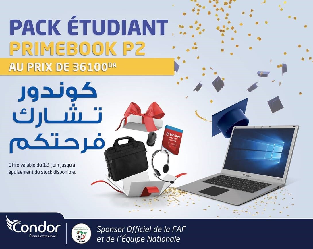 صورة Condor lance le « Pack Etudiant » Un laptop Primebook P2 à un prix exceptionnel